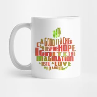 Thank You Teacher Gift - Typographic Apple - Inspirational Quote Mug